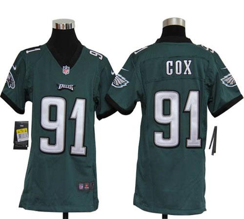  Eagles #91 Fletcher Cox Midnight Green Team Color Youth Stitched NFL Elite Jersey