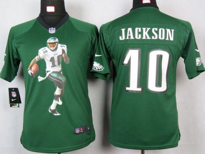  Eagles #10 DeSean Jackson Midnight Green Team Color Youth Portrait Fashion NFL Game Jersey