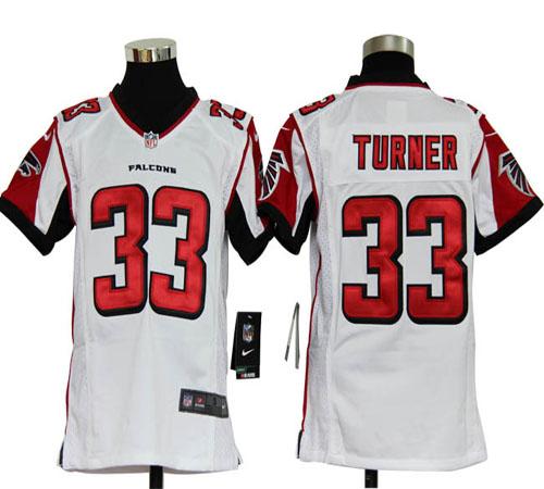  Falcons #33 Michael Turner White Youth Stitched NFL Elite Jersey