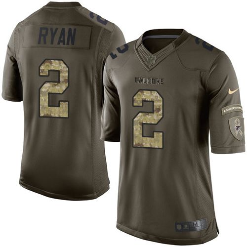  Falcons #2 Matt Ryan Green Youth Stitched NFL Limited Salute to Service Jersey