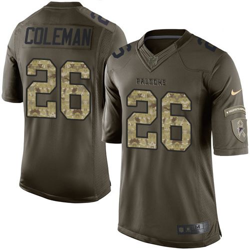  Falcons #26 Tevin Coleman Green Youth Stitched NFL Limited Salute to Service Jersey