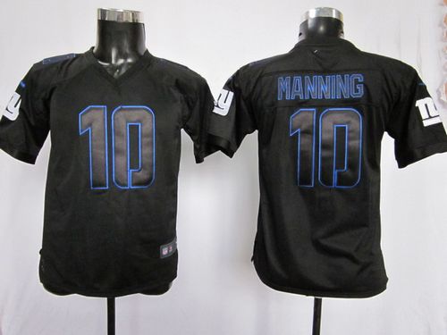  Giants #10 Eli Manning Black Youth Stitched NFL Impact Elite Jersey