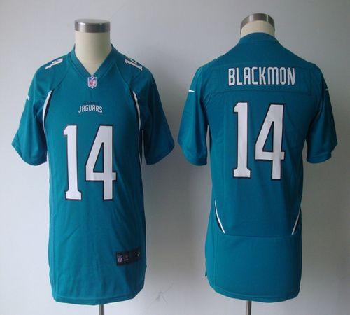  Jaguars #14 Justin Blackmon Teal Green Team Color Youth NFL Game Jersey