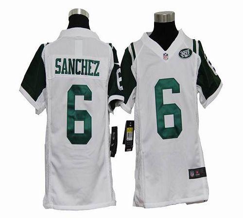  Jets #6 Mark Sanchez White Youth Stitched NFL Elite Jersey