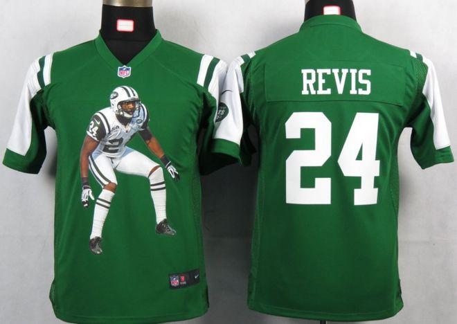  Jets #24 Darrelle Revis Green Team Color Youth Portrait Fashion NFL Game Jersey