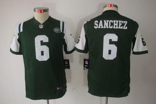  Jets #6 Mark Sanchez Green Team Color Youth Stitched NFL Limited Jersey