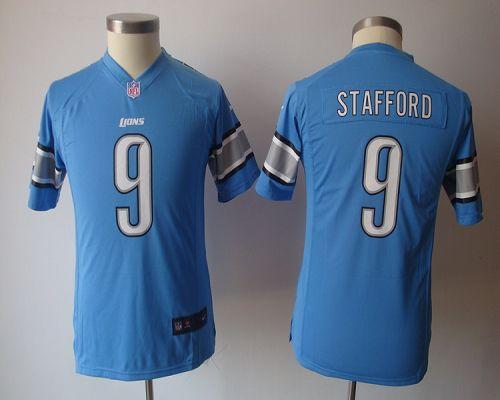  Lions #9 Matthew Stafford Light Blue Team Color Youth NFL Game Jersey