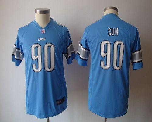  Lions #90 Ndamukong Suh Light Blue Team Color Youth NFL Game Jersey
