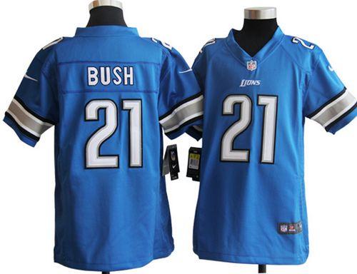  Lions #21 Reggie Bush Light Blue Team Color Youth Stitched NFL Elite Jersey