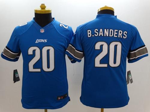  Lions #20 Barry Sanders Light Blue Team Color Youth Stitched NFL Limited Jersey