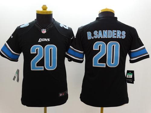  Lions #20 Barry Sanders Black Alternate Youth Stitched NFL Limited Jersey