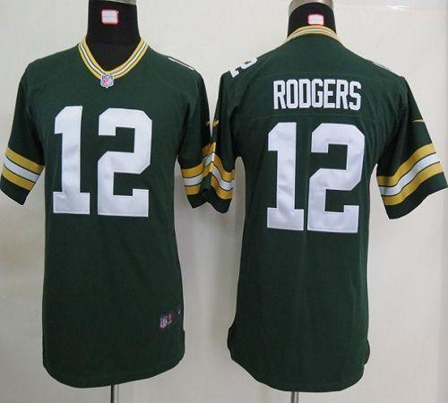  Packers #12 Aaron Rodgers Green Team Color Youth Stitched NFL Elite Jersey