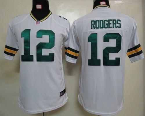  Packers #12 Aaron Rodgers White Youth Stitched NFL Elite Jersey