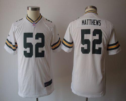  Packers #52 Clay Matthews White Youth NFL Game Jersey