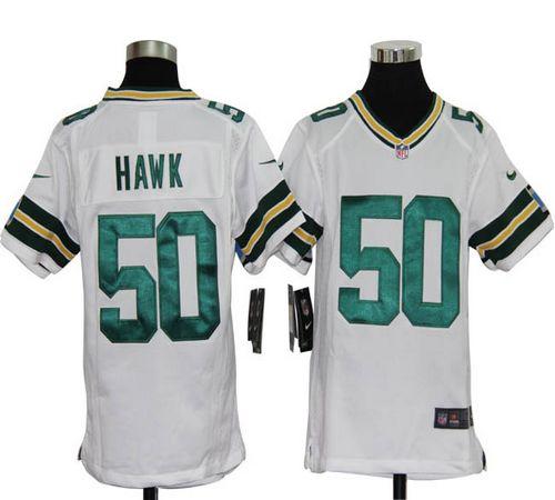  Packers #50 A.J. Hawk White Youth Stitched NFL Elite Jersey