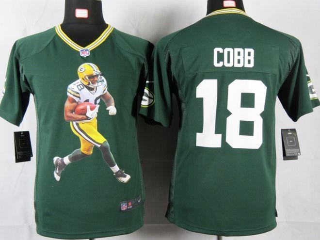  Packers #18 Randall Cobb Green Team Color Youth Portrait Fashion NFL Game Jersey