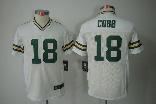  Packers #18 Randall Cobb White Youth Stitched NFL Limited Jersey