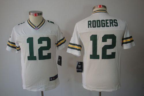  Packers #12 Aaron Rodgers White Youth Stitched NFL Limited Jersey