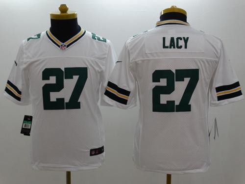  Packers #27 Eddie Lacy White Youth Stitched NFL Limited Jersey
