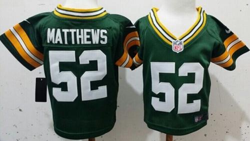 Toddler  Packers #52 Clay Matthews Green Team Color Stitched NFL Elite Jersey