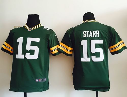  Packers #15 Bart Starr Green Team Color Youth Stitched NFL Elite Jersey