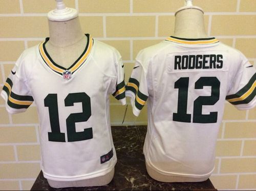 Toddler  Packers #12 Aaron Rodgers White Stitched NFL Elite Jersey