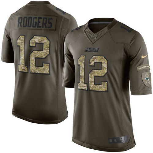  Packers #12 Aaron Rodgers Green Youth Stitched NFL Limited Salute to Service Jersey