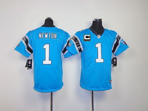  Panthers #1 Cam Newton Blue Alternate With C Patch Youth Stitched NFL Elite Jersey