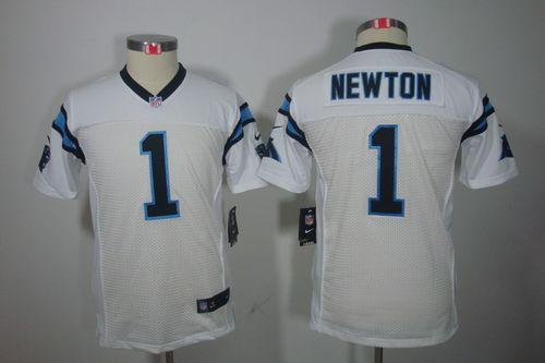  Panthers #1 Cam Newton White Youth Stitched NFL Limited Jersey