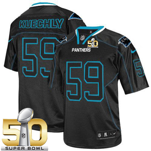  Panthers #59 Luke Kuechly Lights Out Black Super Bowl 50 Youth Stitched NFL Elite Jersey