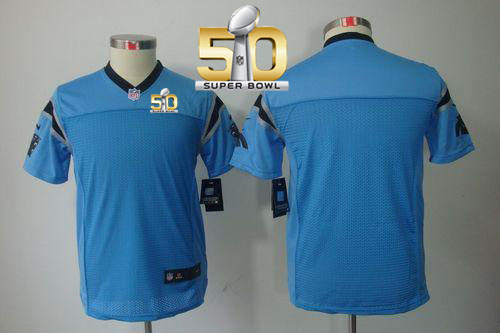  Panthers Blank Blue Alternate Super Bowl 50 Youth Stitched NFL Limited Jersey