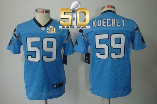  Panthers #59 Luke Kuechly Blue Alternate Super Bowl 50 Youth Stitched NFL Limited Jersey
