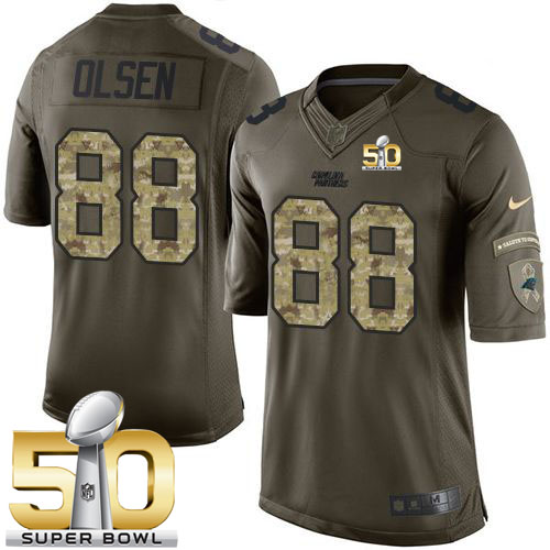  Panthers #88 Greg Olsen Green Super Bowl 50 Youth Stitched NFL Limited Salute to Service Jersey