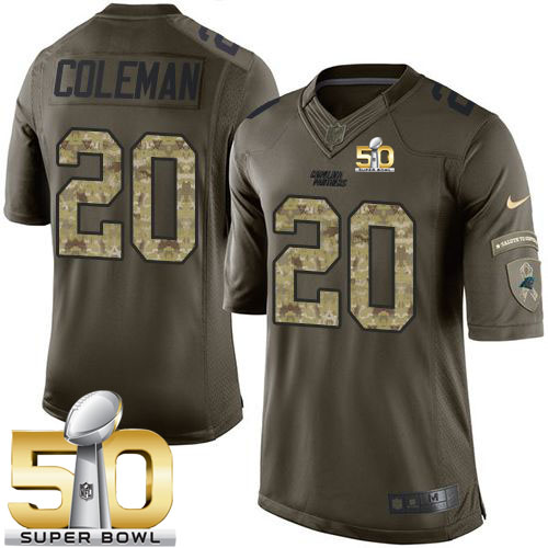  Panthers #20 Kurt Coleman Green Super Bowl 50 Youth Stitched NFL Limited Salute to Service Jersey