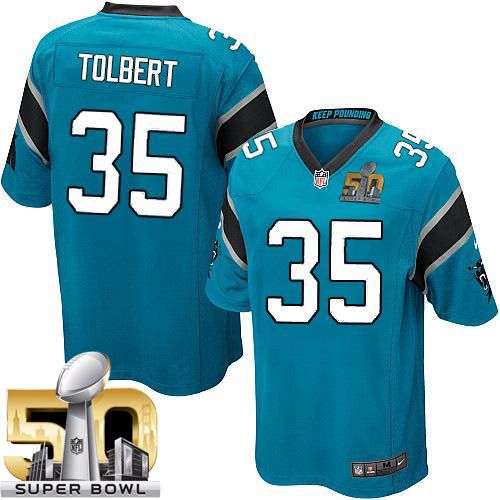  Panthers #35 Mike Tolbert Blue Alternate Super Bowl 50 Youth Stitched NFL Elite Jersey