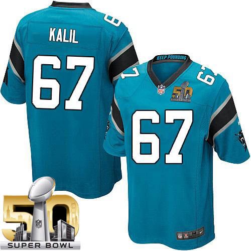  Panthers #67 Ryan Kalil Blue Alternate Super Bowl 50 Youth Stitched NFL Elite Jersey