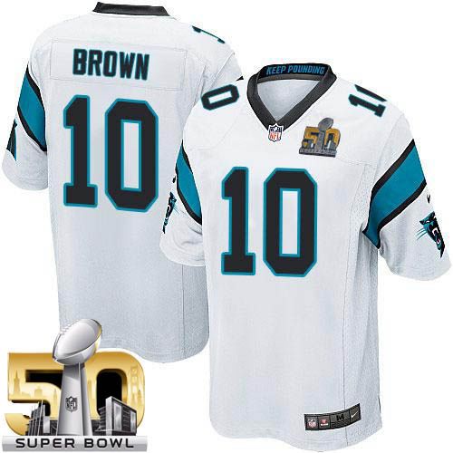  Panthers #10 Corey Brown White Super Bowl 50 Youth Stitched NFL Elite Jersey