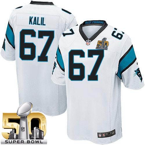  Panthers #67 Ryan Kalil White Super Bowl 50 Youth Stitched NFL Elite Jersey