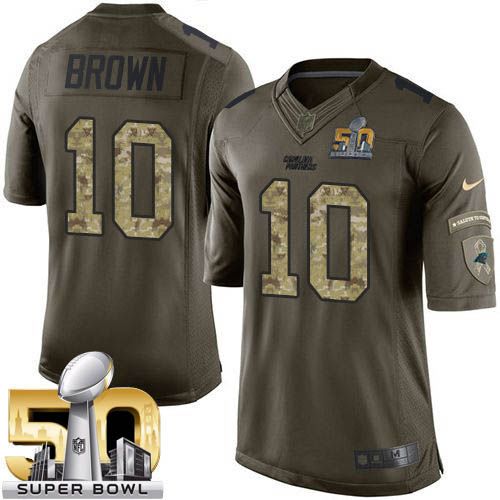  Panthers #10 Corey Brown Green Super Bowl 50 Youth Stitched NFL Limited Salute to Service Jersey