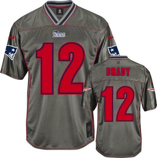  Patriots #12 Tom Brady Grey Youth Stitched NFL Elite Vapor Jersey