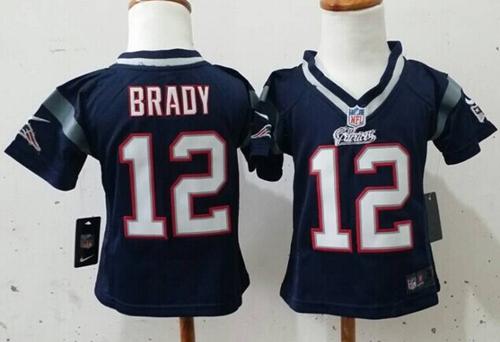 Toddler  Patriots #12 Tom Brady Navy Blue Team Color Stitched NFL Elite Jersey