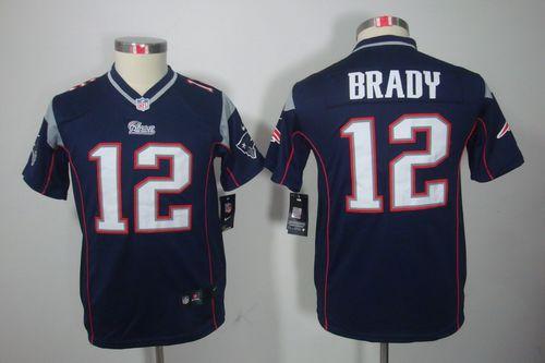  Patriots #12 Tom Brady Navy Blue Team Color Youth Stitched NFL Limited Jersey