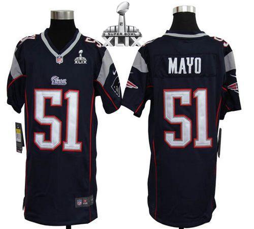  Patriots #51 Jerod Mayo Navy Blue Team Color Super Bowl XLIX Youth Stitched NFL Elite Jersey
