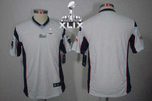  Patriots Blank White Super Bowl XLIX Youth Stitched NFL Limited Jersey
