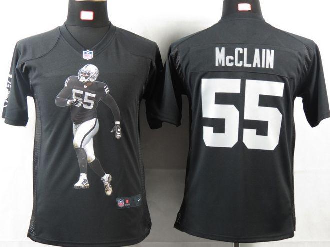  Raiders #55 Rolando McClain Black Team Color Youth Portrait Fashion NFL Game Jersey