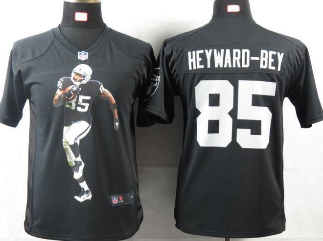  Raiders #85 Darrius Heyward Bey Black Team Color Youth Portrait Fashion NFL Game Jersey
