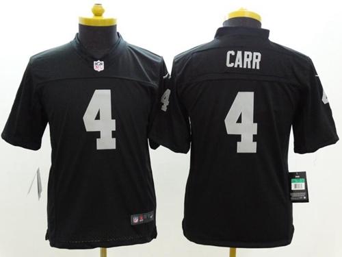  Raiders #4 Derek Carr Black Team Color Youth Stitched NFL Limited Jersey