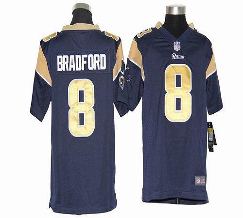  Rams #8 Sam Bradford Navy Blue Team Color Youth Stitched NFL Elite Jersey
