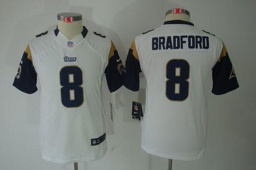  Rams #8 Sam Bradford White Youth Stitched NFL Limited Jersey