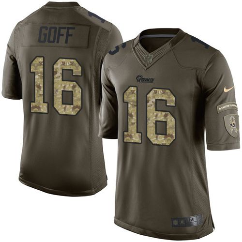  Rams #16 Jared Goff Green Youth Stitched NFL Limited Salute to Service Jersey